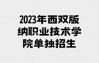 2023年西双版纳职业技术学院单独招生考试方式